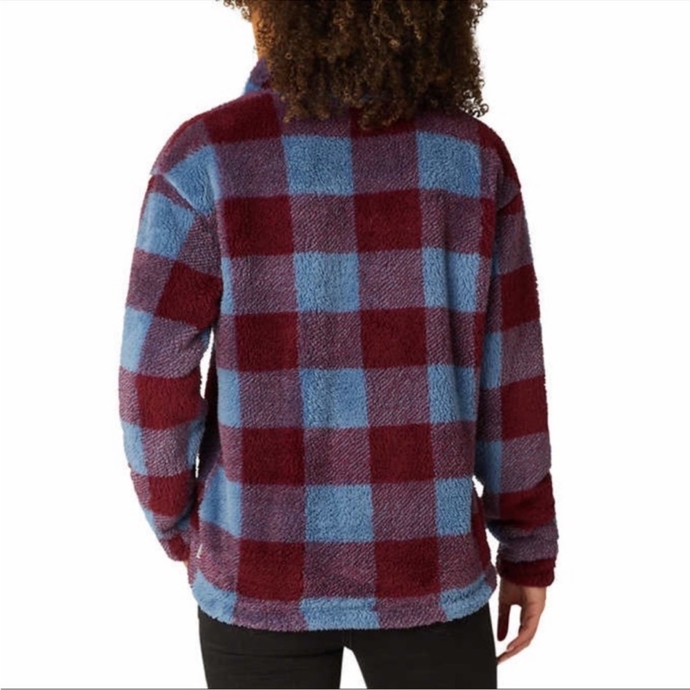 Eddie Bauer Purple Burgundy Plaid Teddy Fleece Jacket size Med - Picture 2 of 12